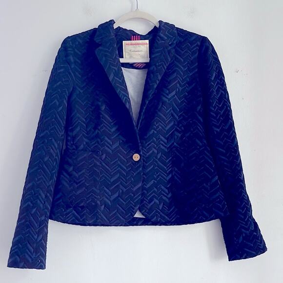 ANTHRO Cartonnier chevron textured single button professional career blazer sz 6 - Picture 1 of 6